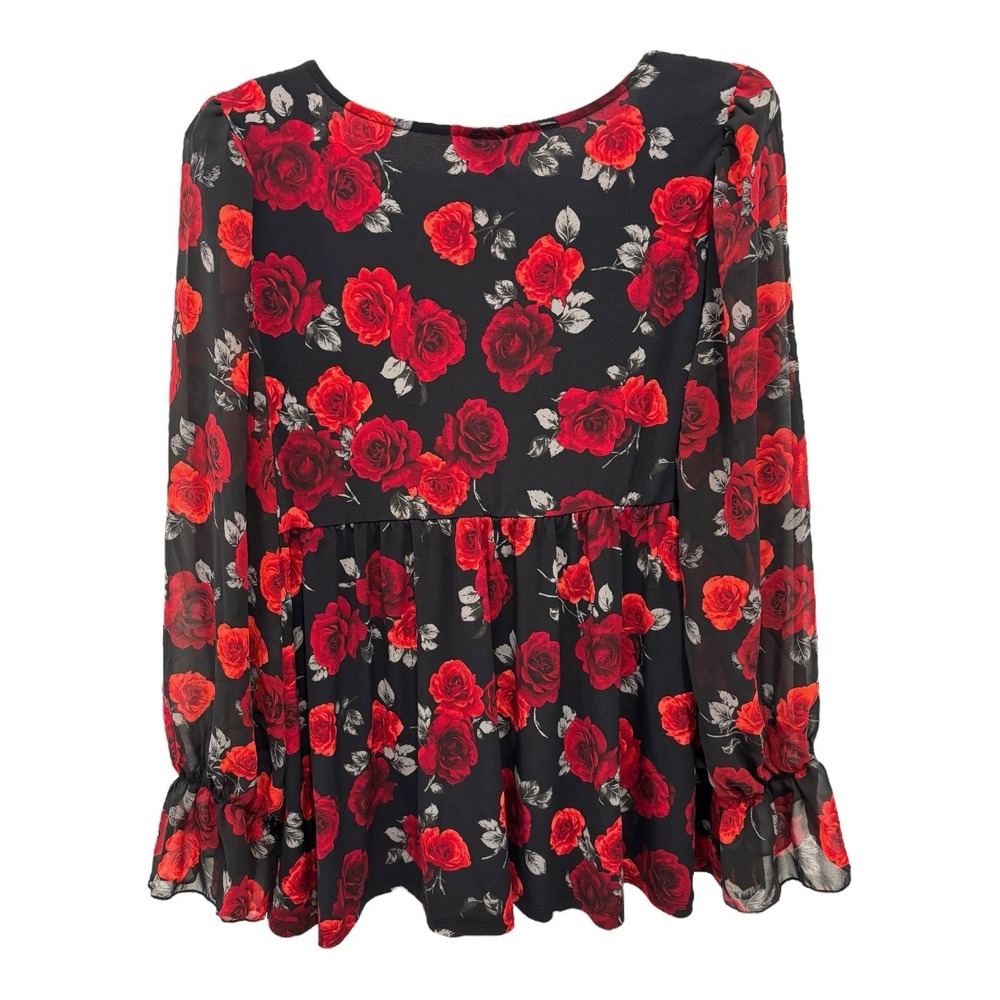Torrid Black and Red Floral Blouse - Picture 2 of 8